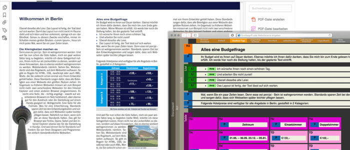 Bildschirmfotos von dem Prozess zur Erstellung von barrierefreien PDFs